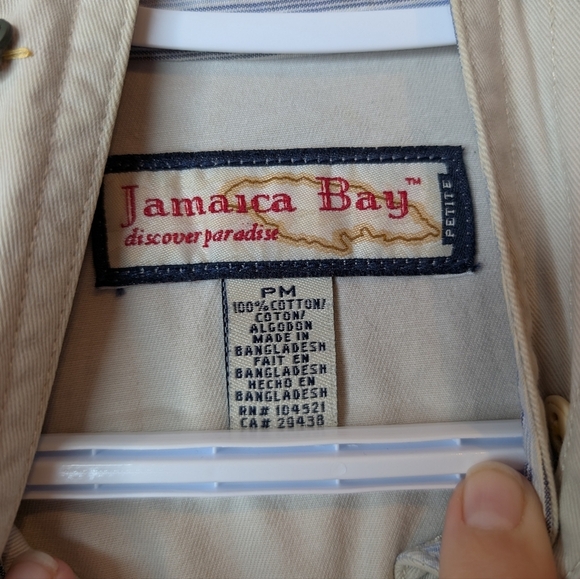 Vintage Jamaica Bay Heart Button Khaki Beige Button Down Jacket Top Women's PM - Picture 3 of 13